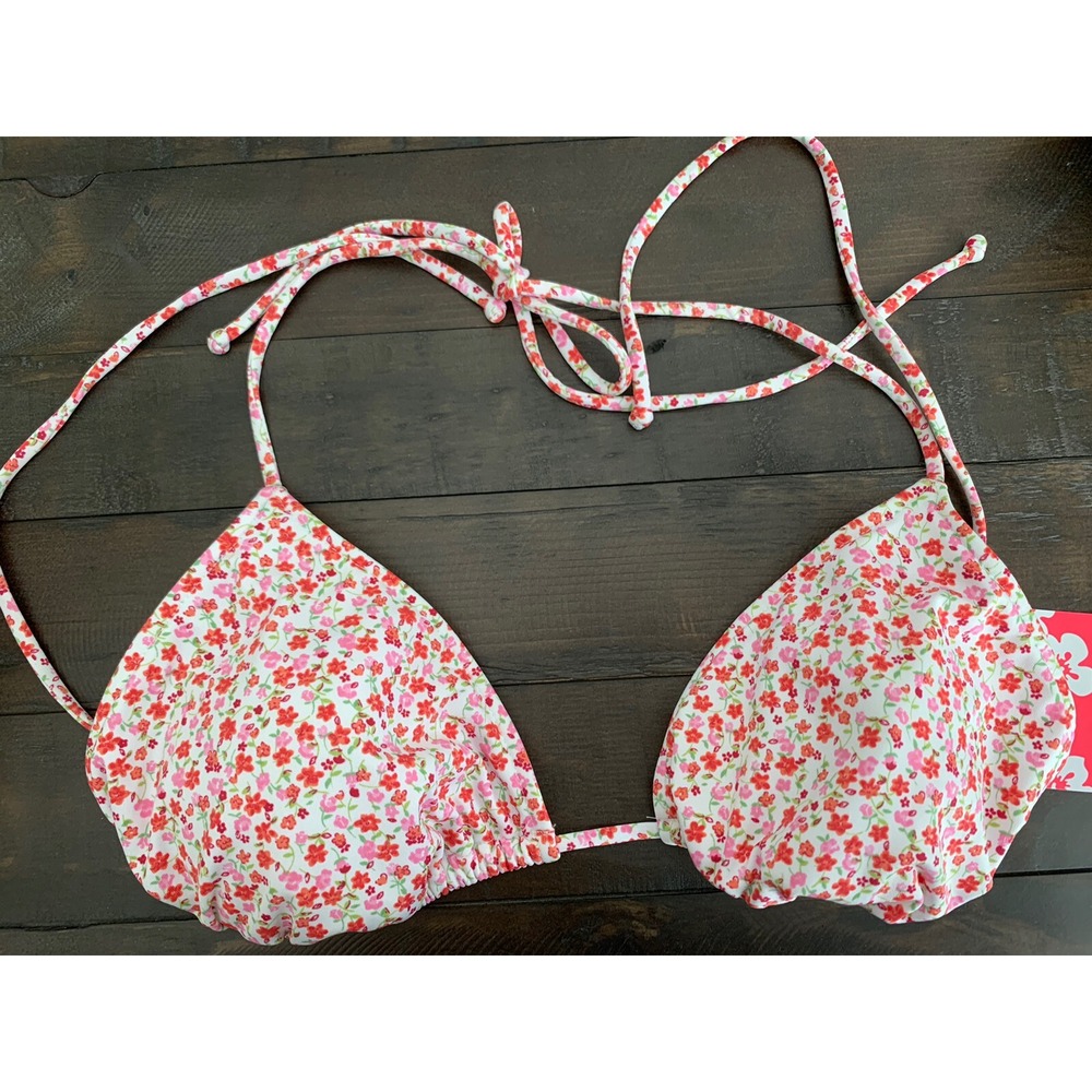NWT Xhilaration Women's Size XL Floral Triangle String Bikini Top NEW (J21) 0199